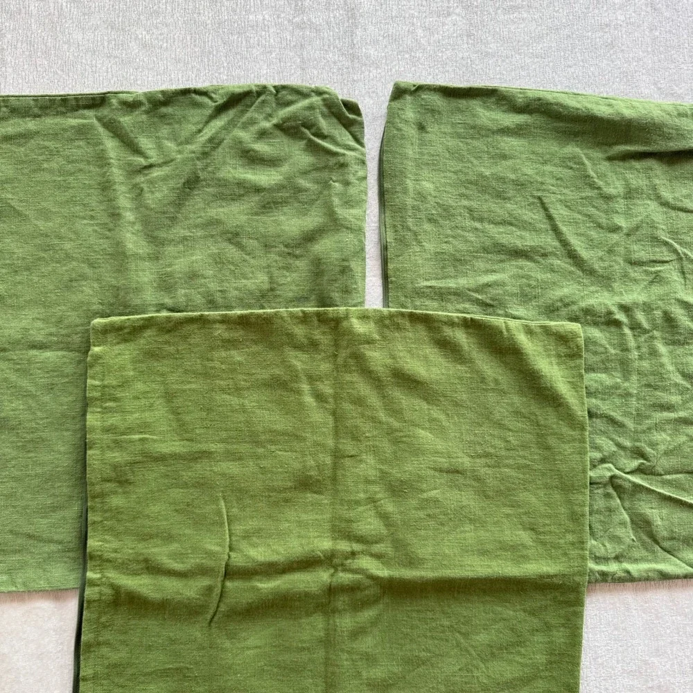 3pc IKEA VIGDIS Moss Green Ramie Pillow Cushion Covers Zip Closure